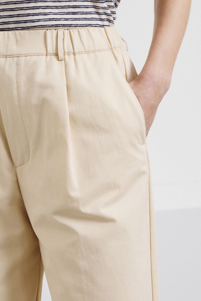 Pantalon en drill de coton technique ivoire