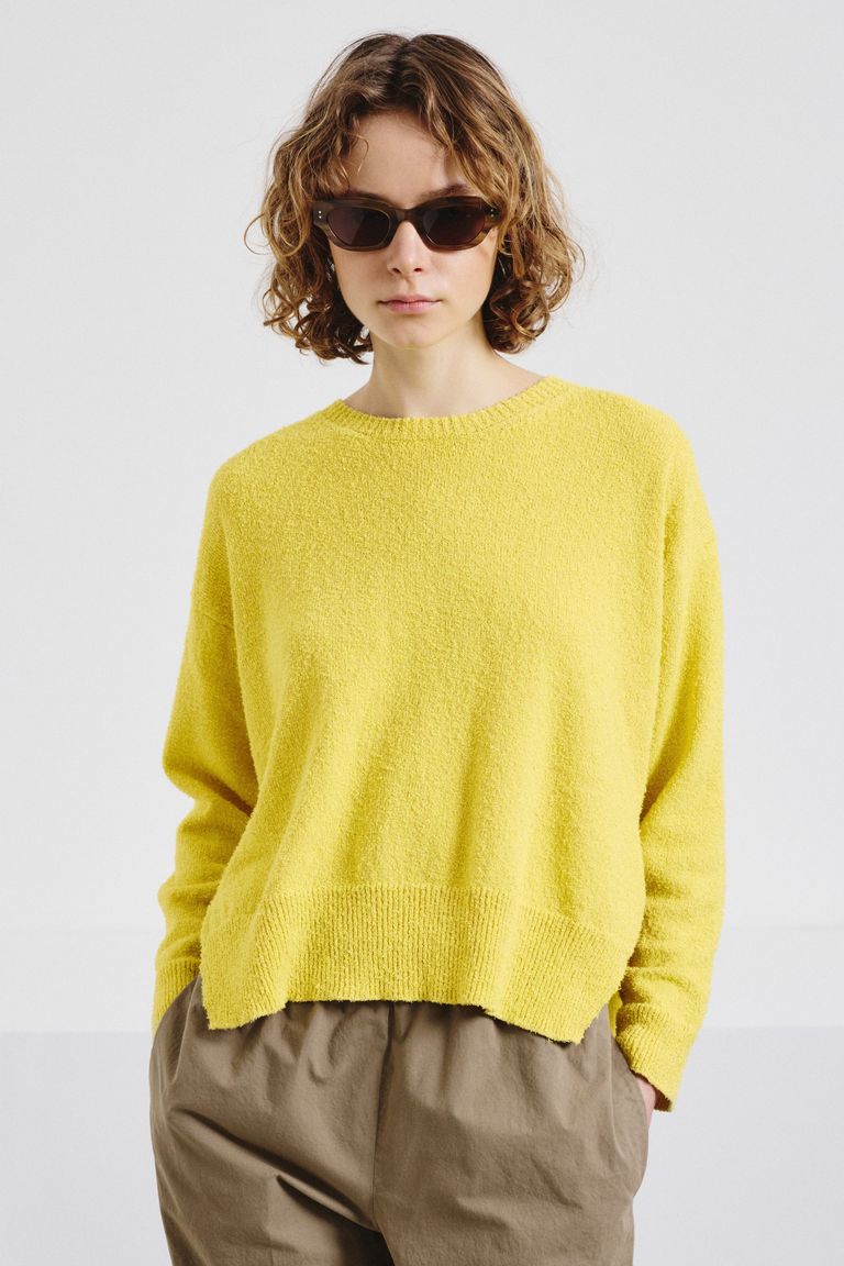 Pull col rond en maille de lin et coton