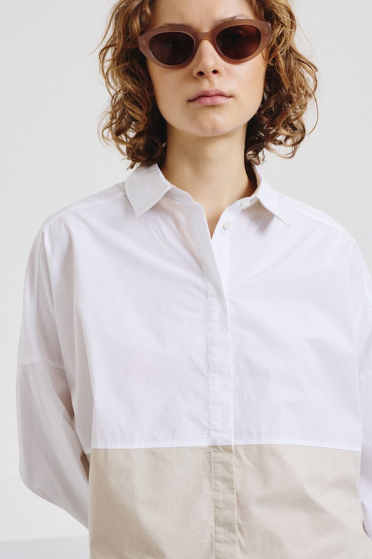 Color-block poplin shirt