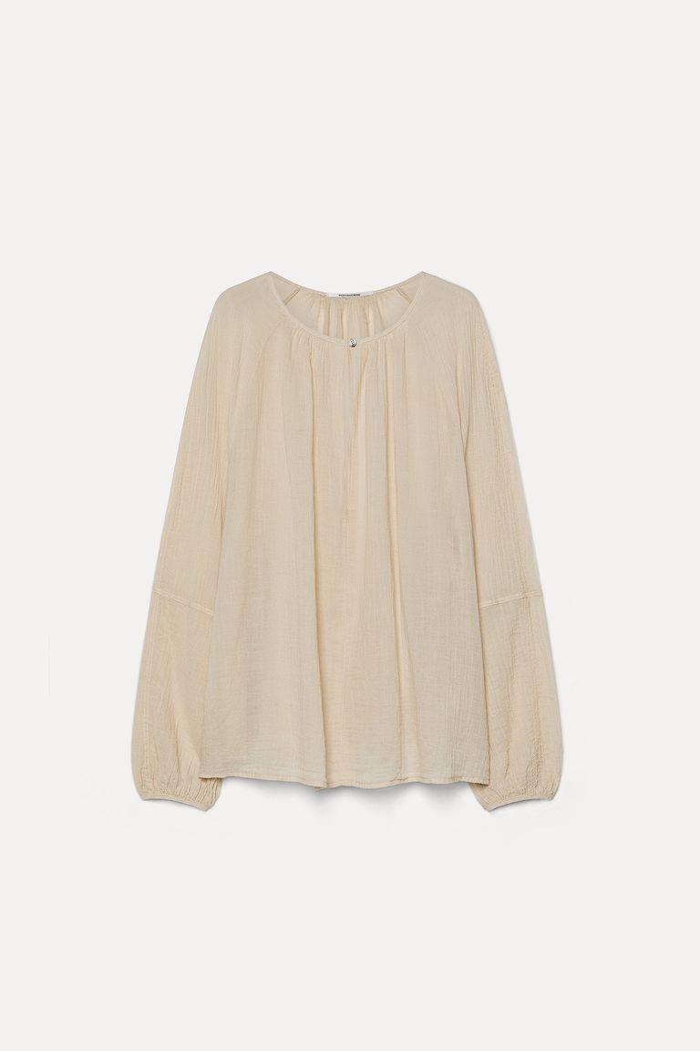 Organic cotton crêpe gauze blouse