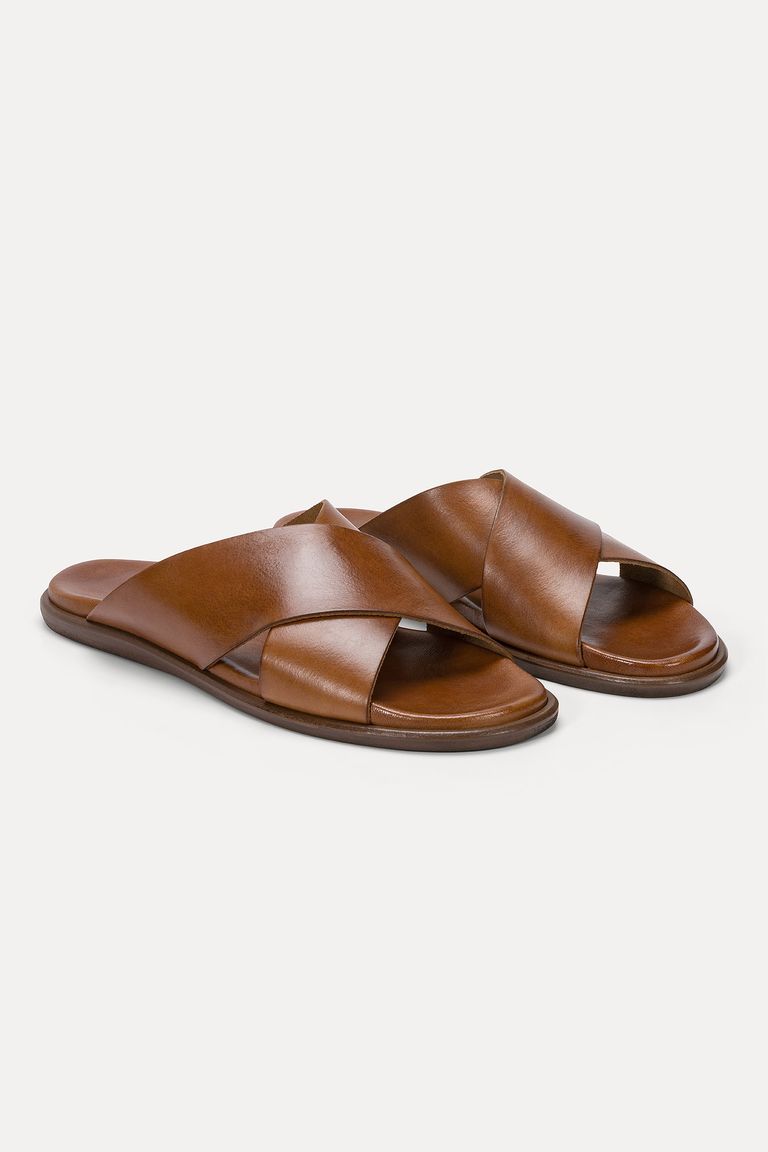 Slide sandals leather