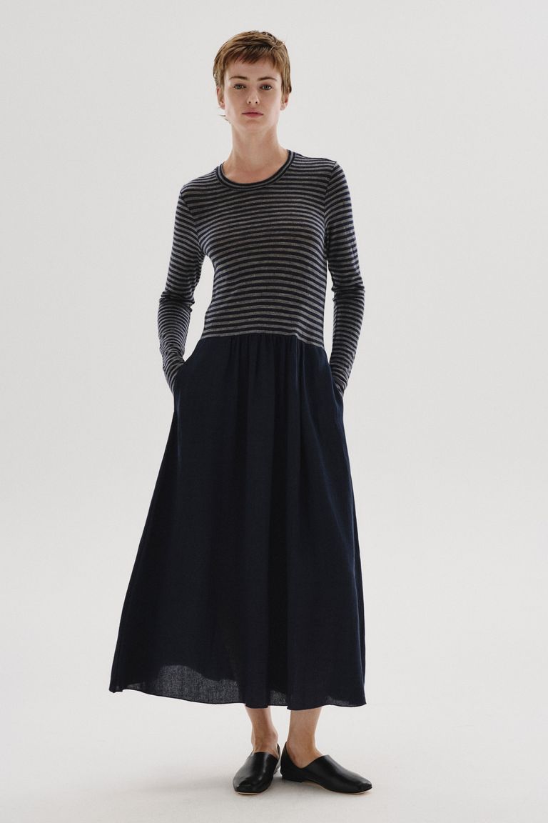 Striped wool jersey dress