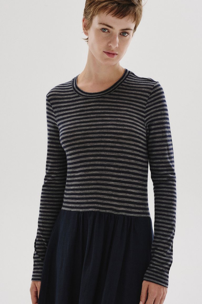 Striped wool jersey dress