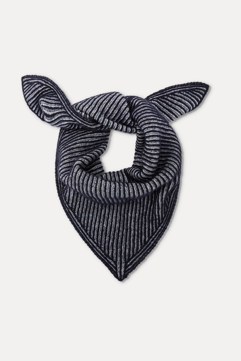 Alpaca and wool vanisé knit scarf navy blue