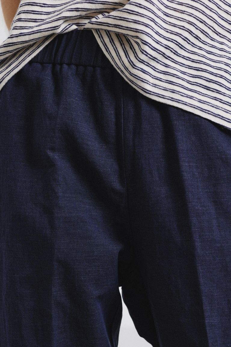 Cotton and linen twill jogging trousers Blue