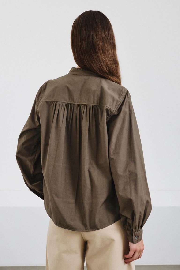 Cotton poplin polo-style shirt