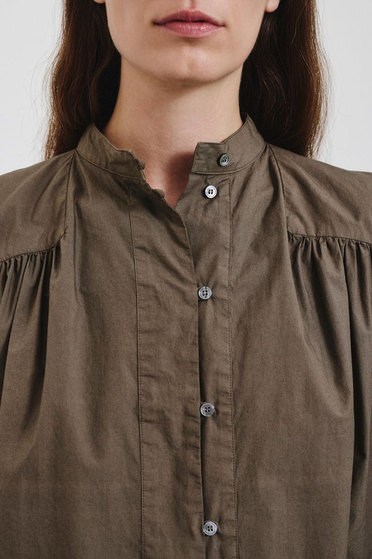 Cotton poplin polo-style shirt