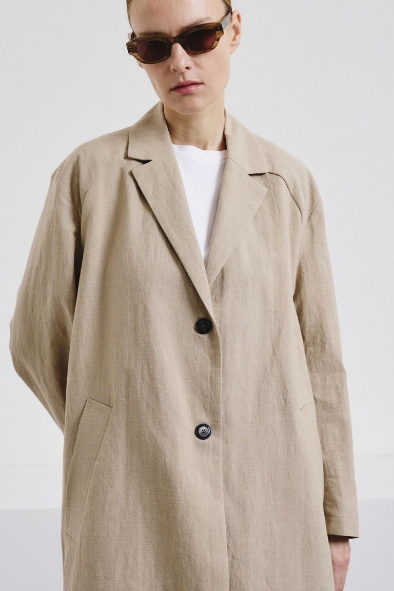 Manteau en panama de lin et coton jute