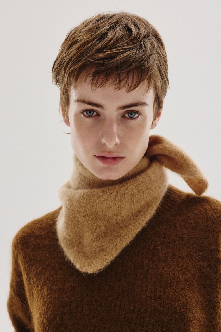 Mohair and wool knit scarf