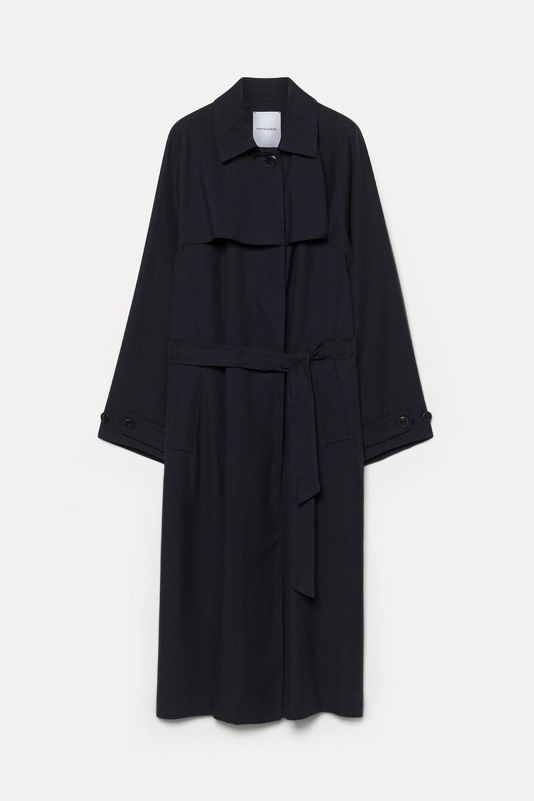 Trench en twill fluide de Tencel bleu nuit