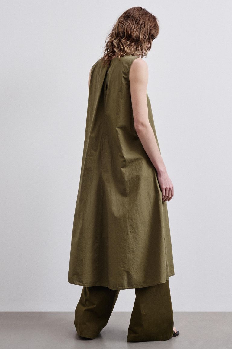 Abito in popeline di cotone khaki