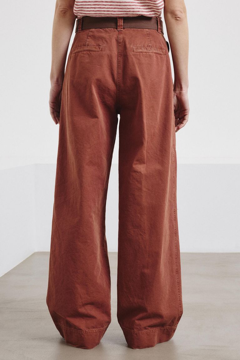 Cargo-style cotton panama trousers canyon