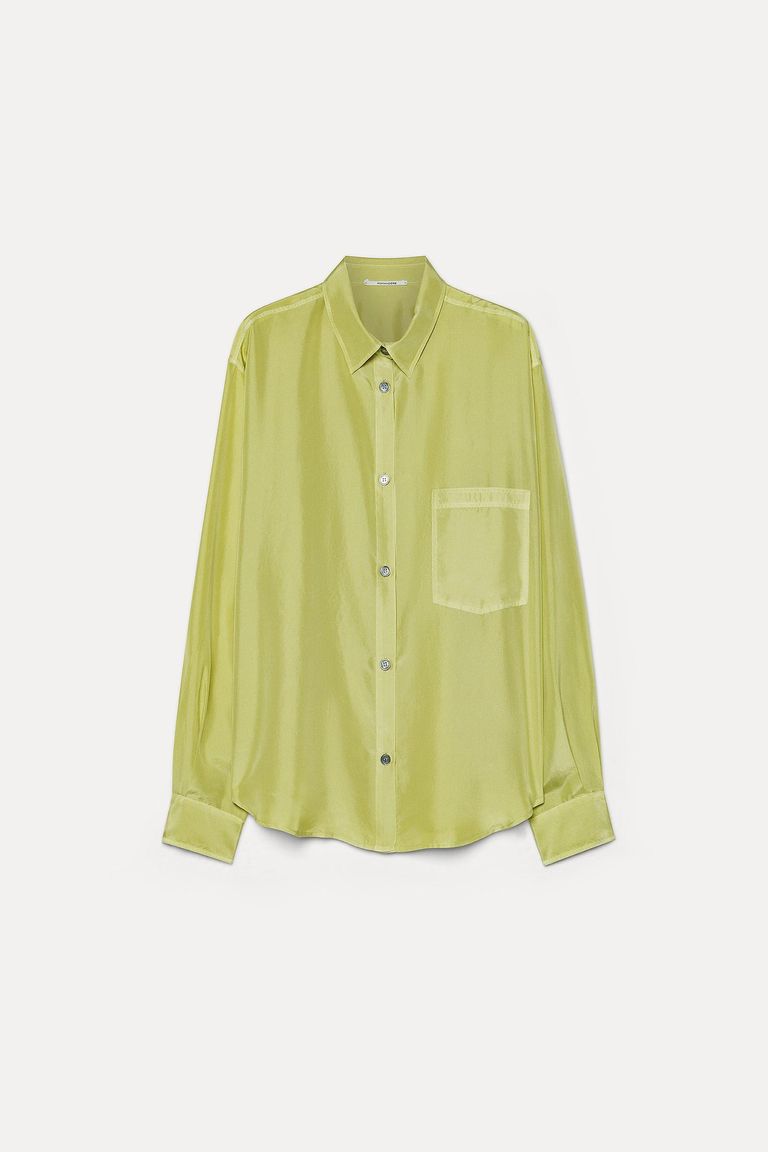Silk habutai shirt wasabi