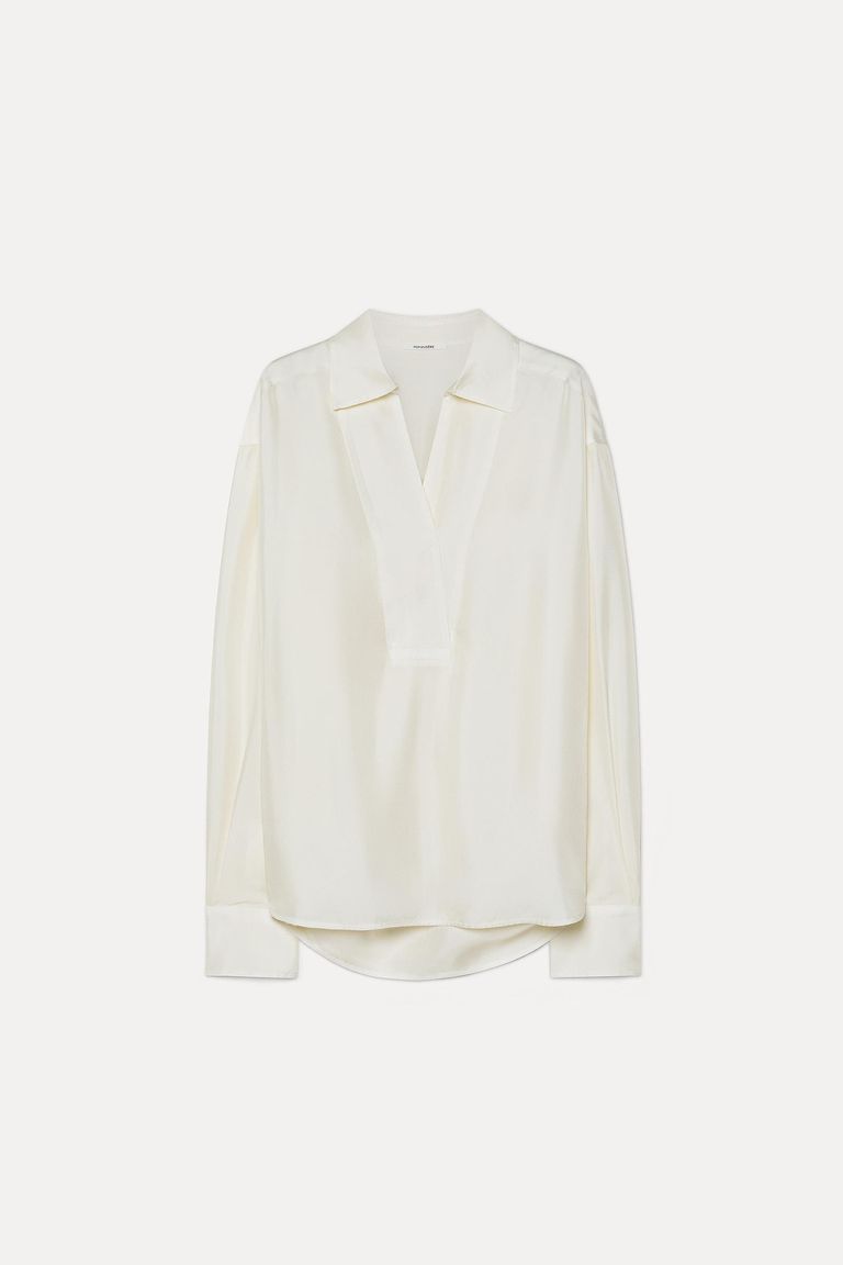 Silk twill V-neck shirt