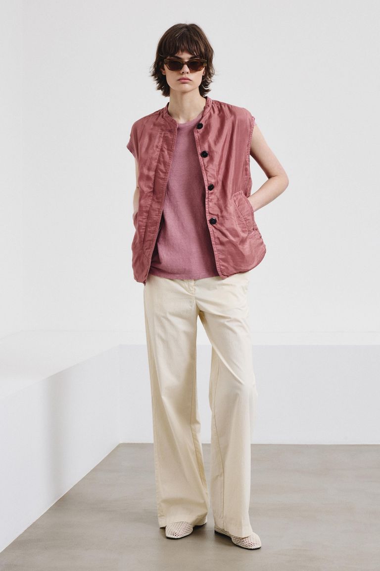 Linen and cotton jersey top