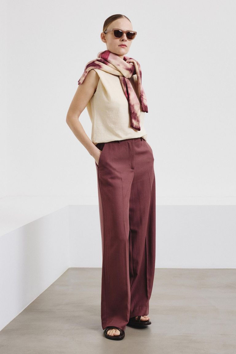 Top in jersey di lino e cotone avorio