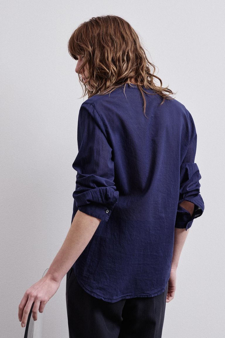 Camicia in mussola di cotone blu notte