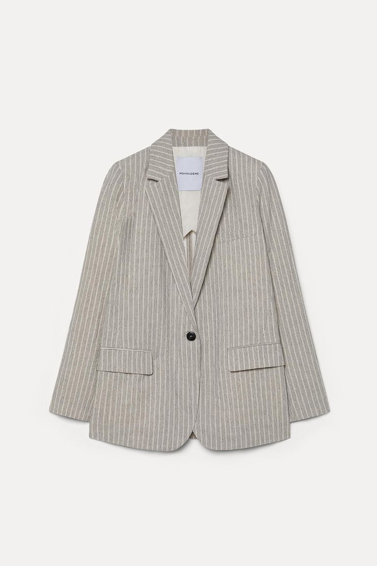 Veste en micro-rayure de coton et lin glace