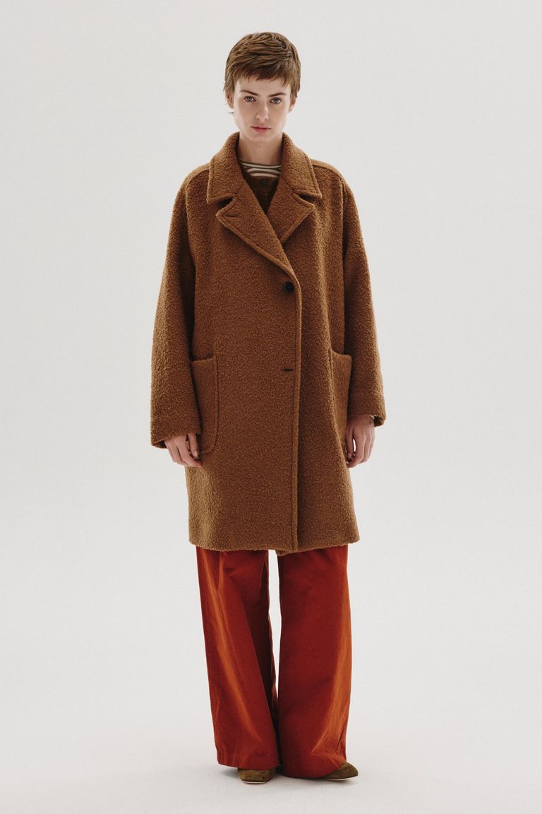 Oversized virgin wool bouclé cloth coat