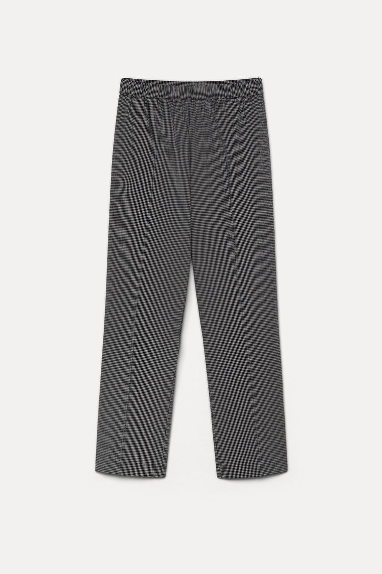 Cotton micro-gingham jogging trousers midnight blue