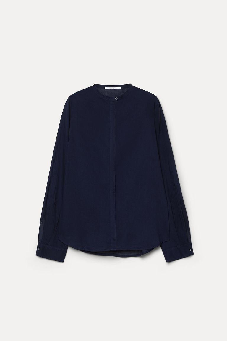 Camicia in mussola di cotone blu notte