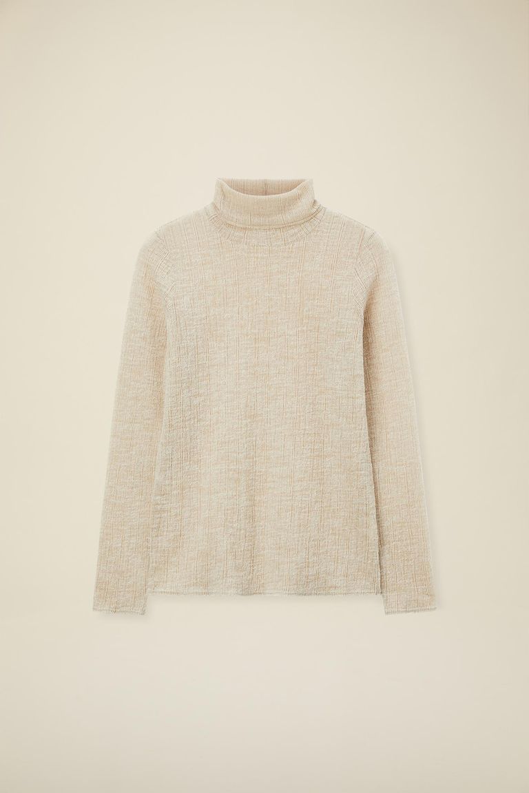 Dolcevita in jersey jacquard di lana