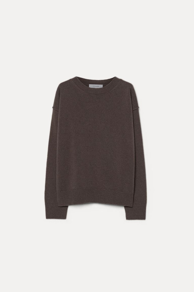 Wool and cashmere stockinette-knit crewneck sweater