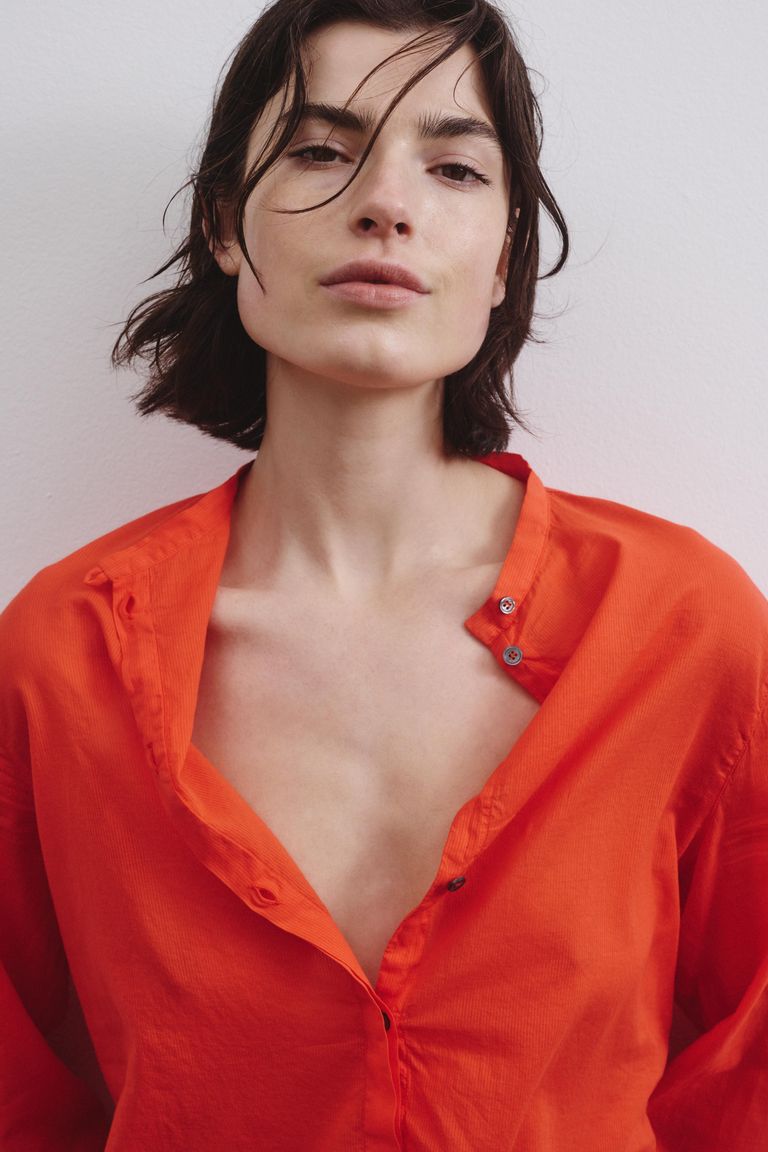 Camicia in mussola di cotone papavero