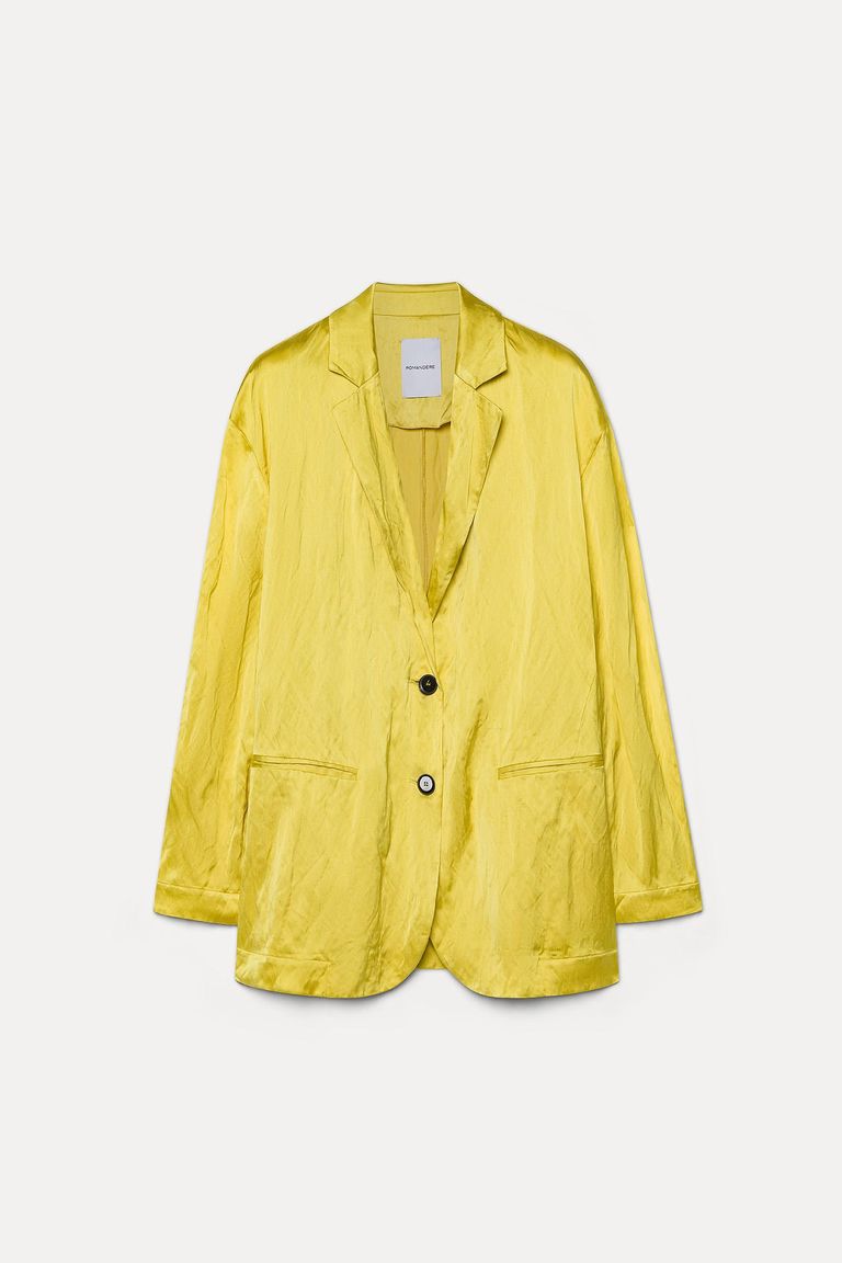 Crinkled viscose satin jacket topaz