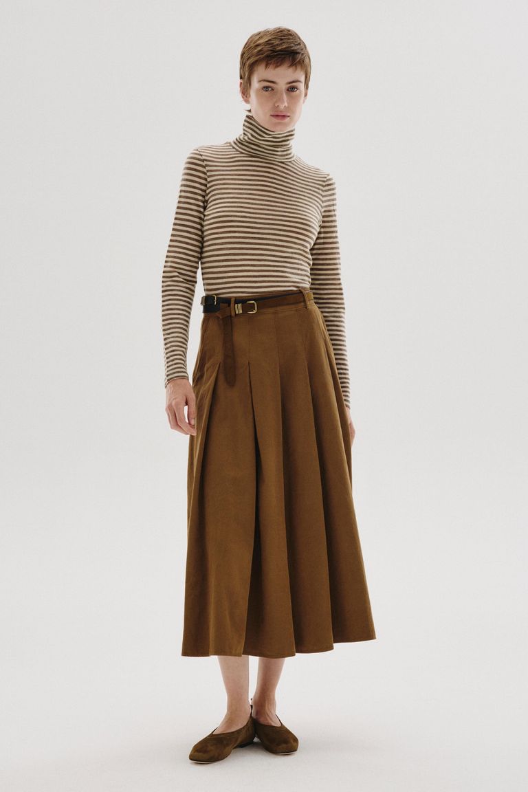 Cotton and wool flannel skirt