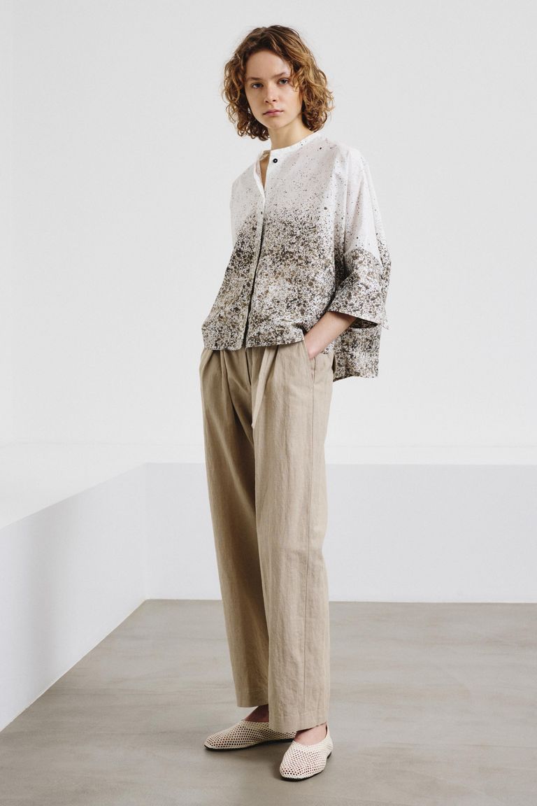 Printed poplin shirt dove grey