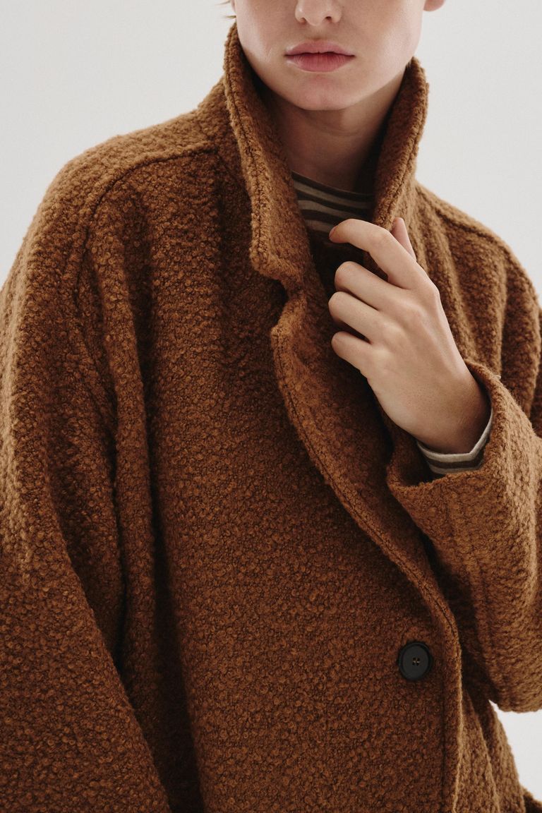 Oversized virgin wool bouclé cloth coat