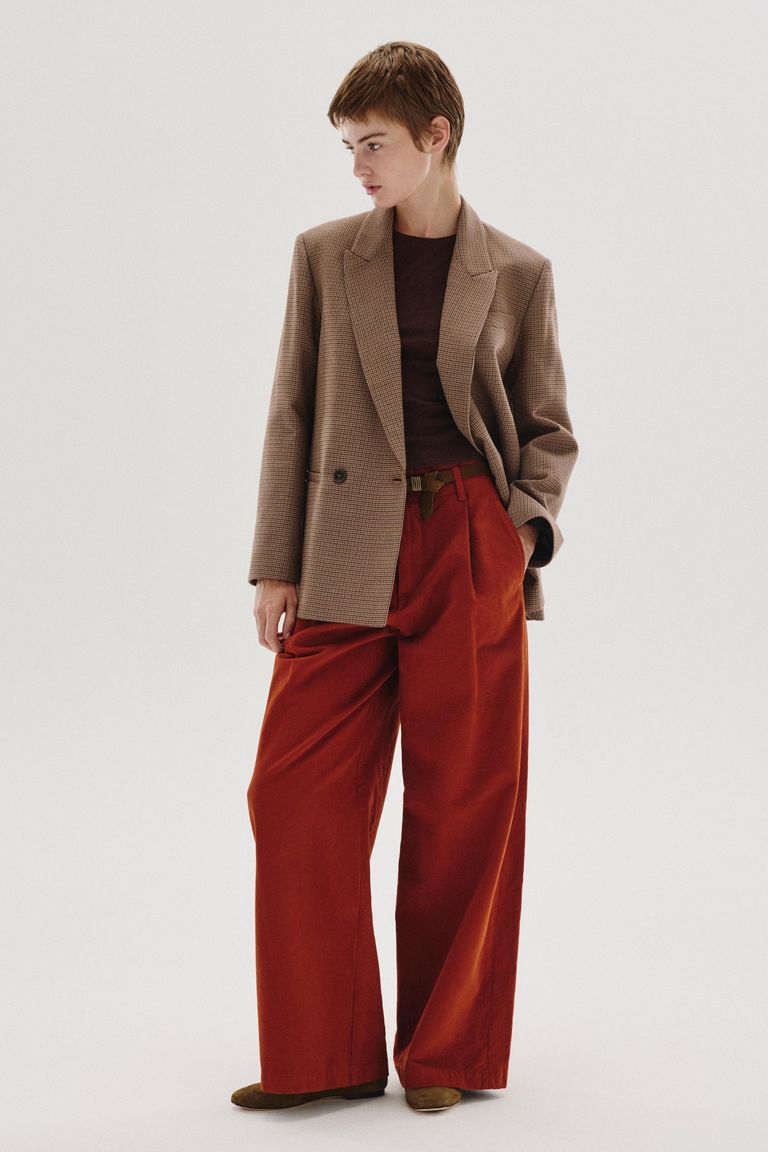 Pantalon large en drill de coton émerisé