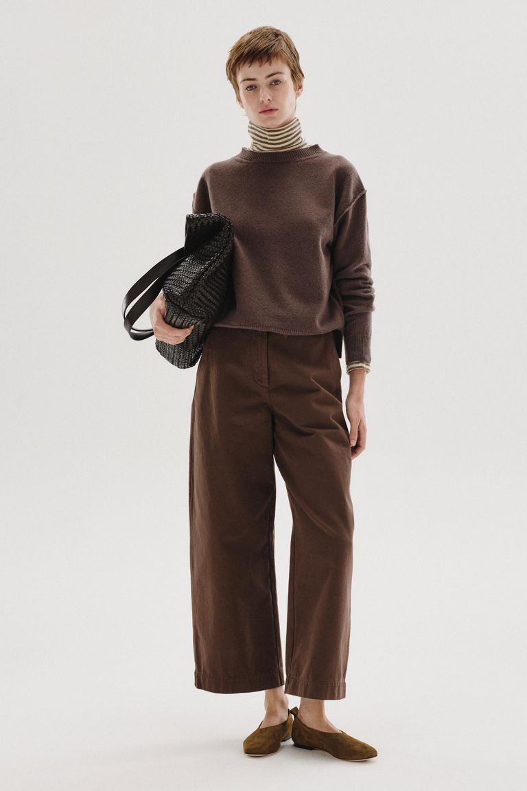 Pantalon barrel en drill de coton émerisé