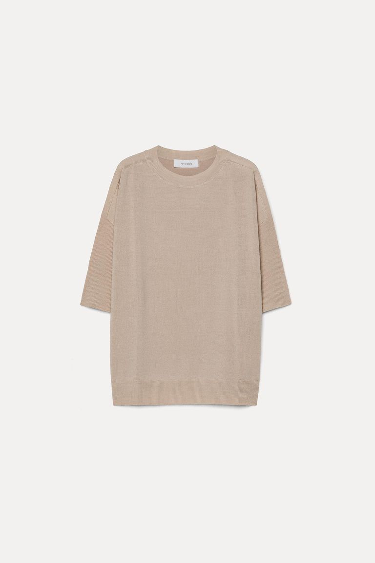 Plain-knit wool T-shirt
