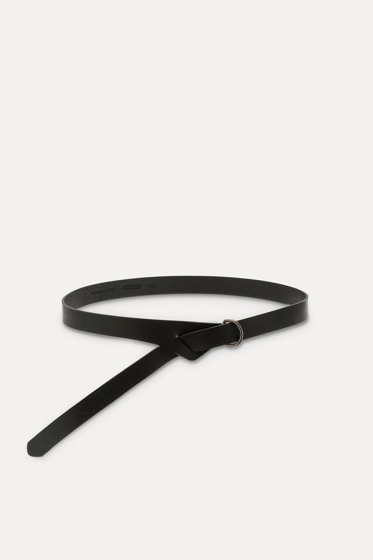 Ceinture en cuir avec passant fente noir