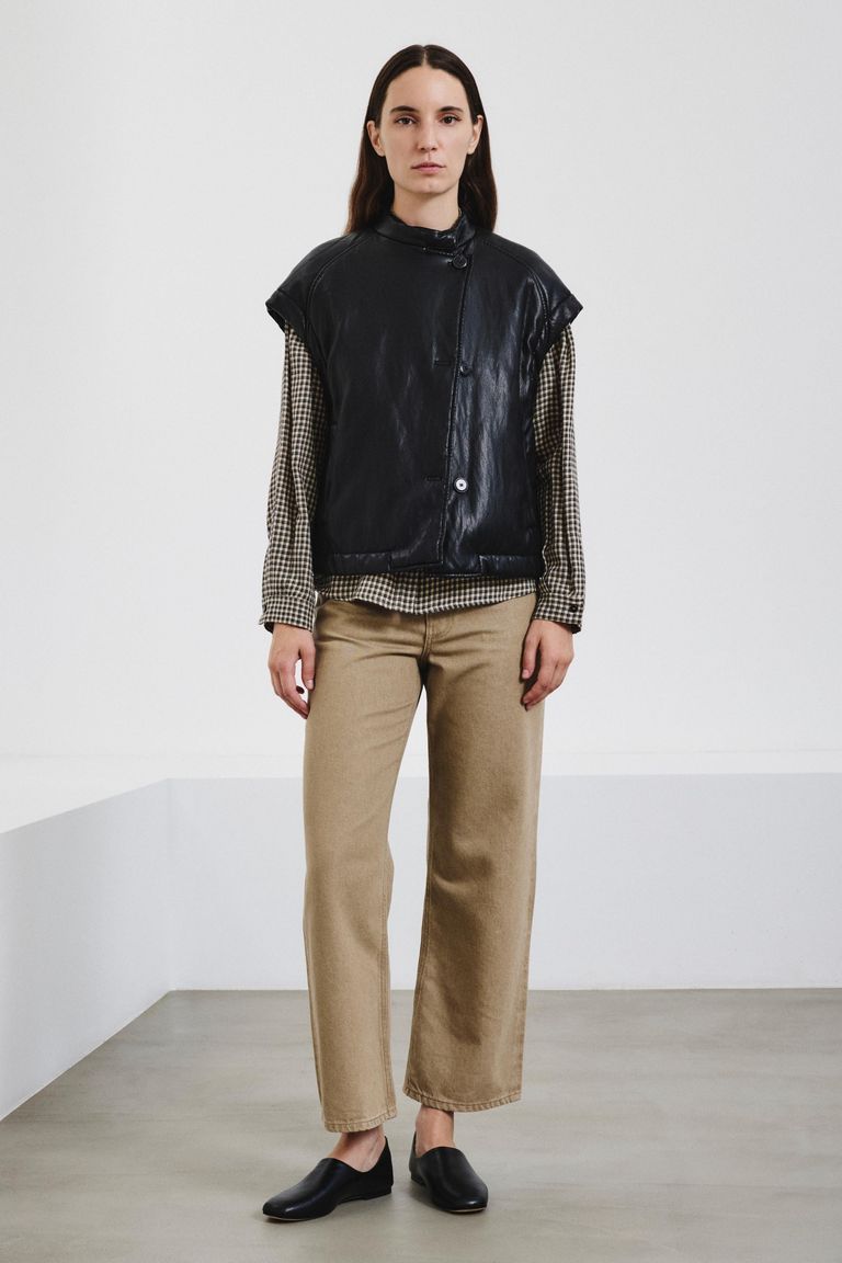 Straight-leg 5-pocket trousers in washed cotton-lyocell bull