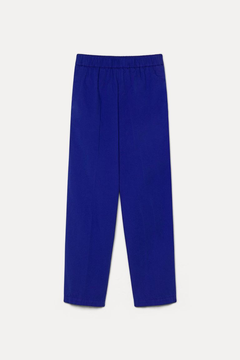 Cotton gabardine jogging trousers royal blue