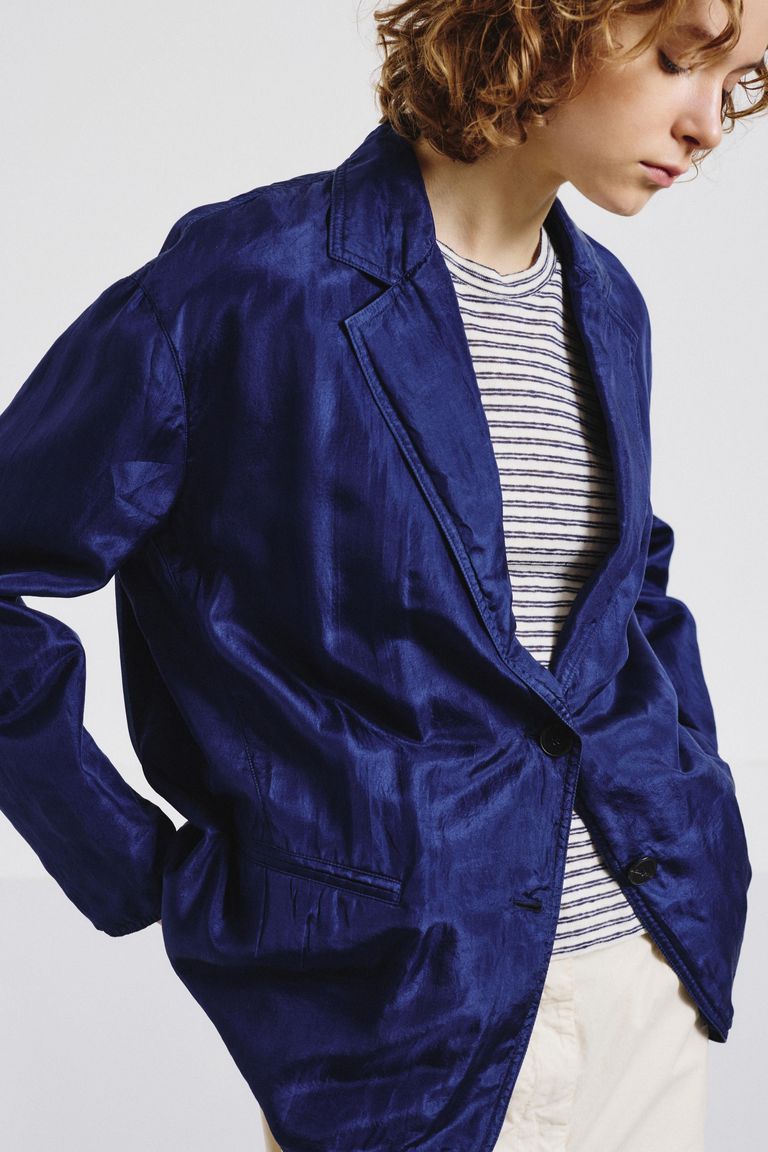 Double-layer cotton and silk jacket navy