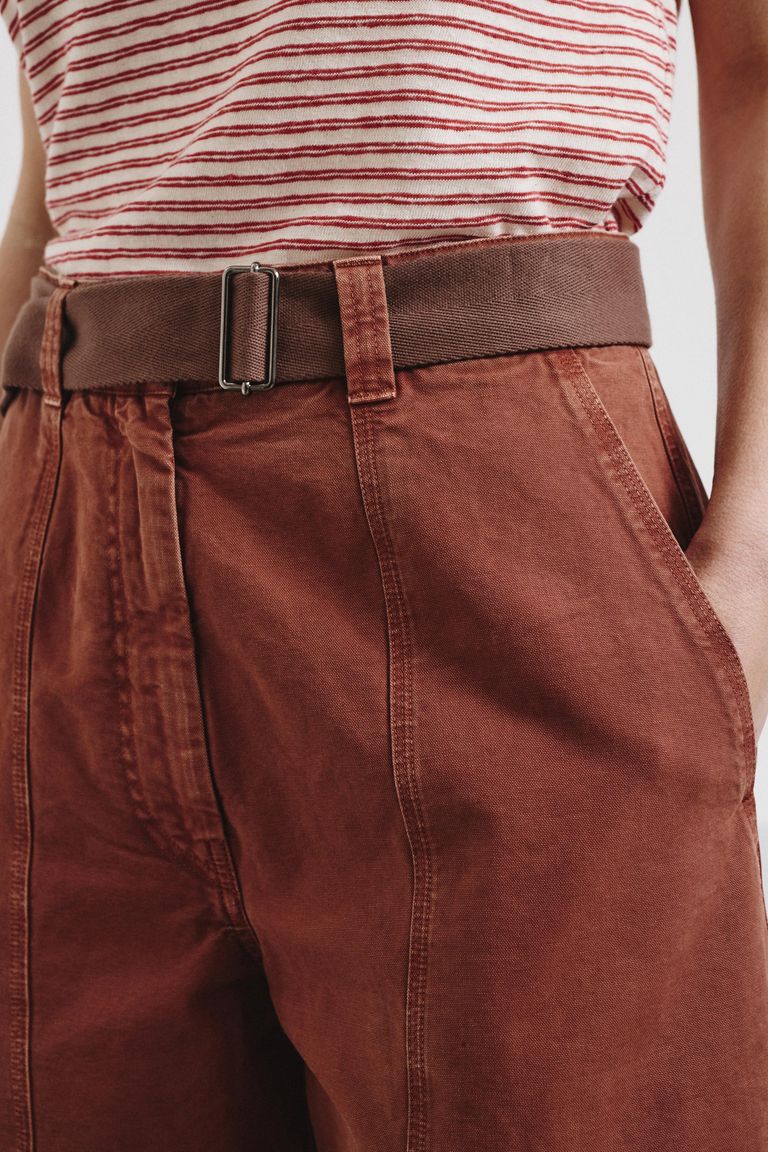 Cargo-style cotton panama trousers canyon