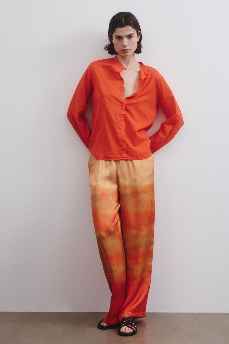 Camicia in mussola di cotone papavero