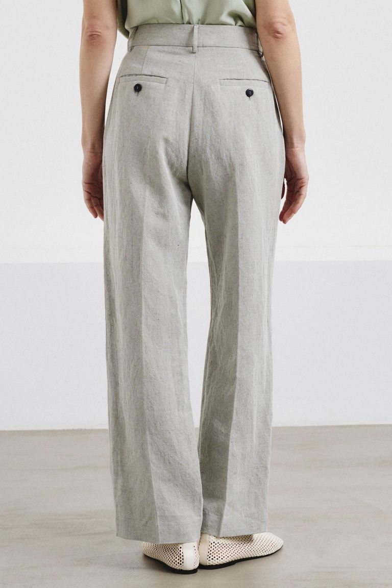 Slubbed cotton trousers olive