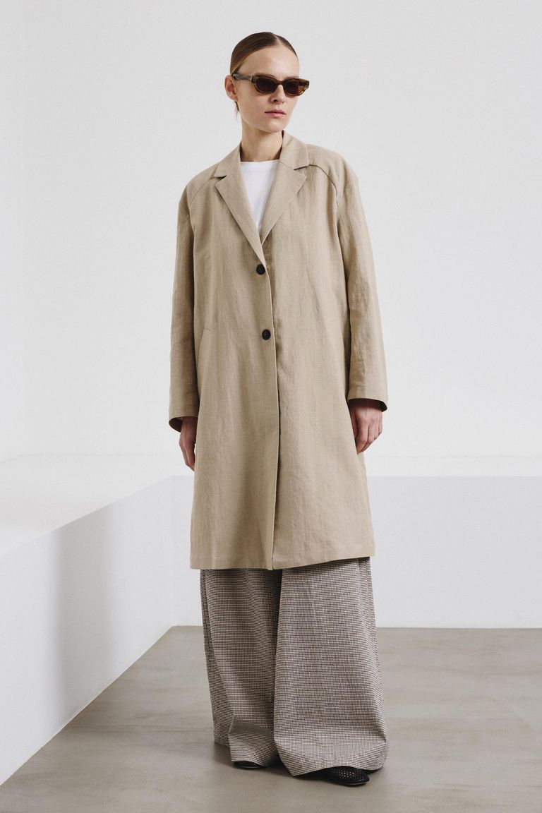 Manteau en panama de lin et coton jute