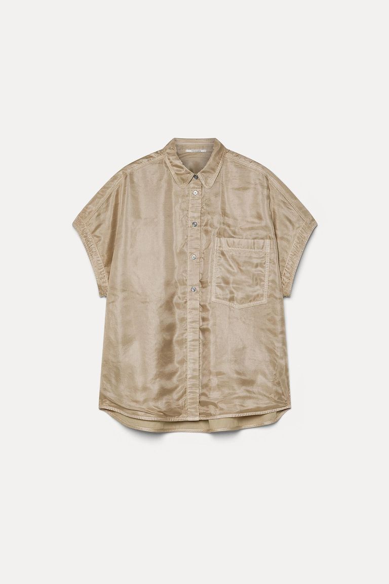 Cotton and silk bonded fabric shirt