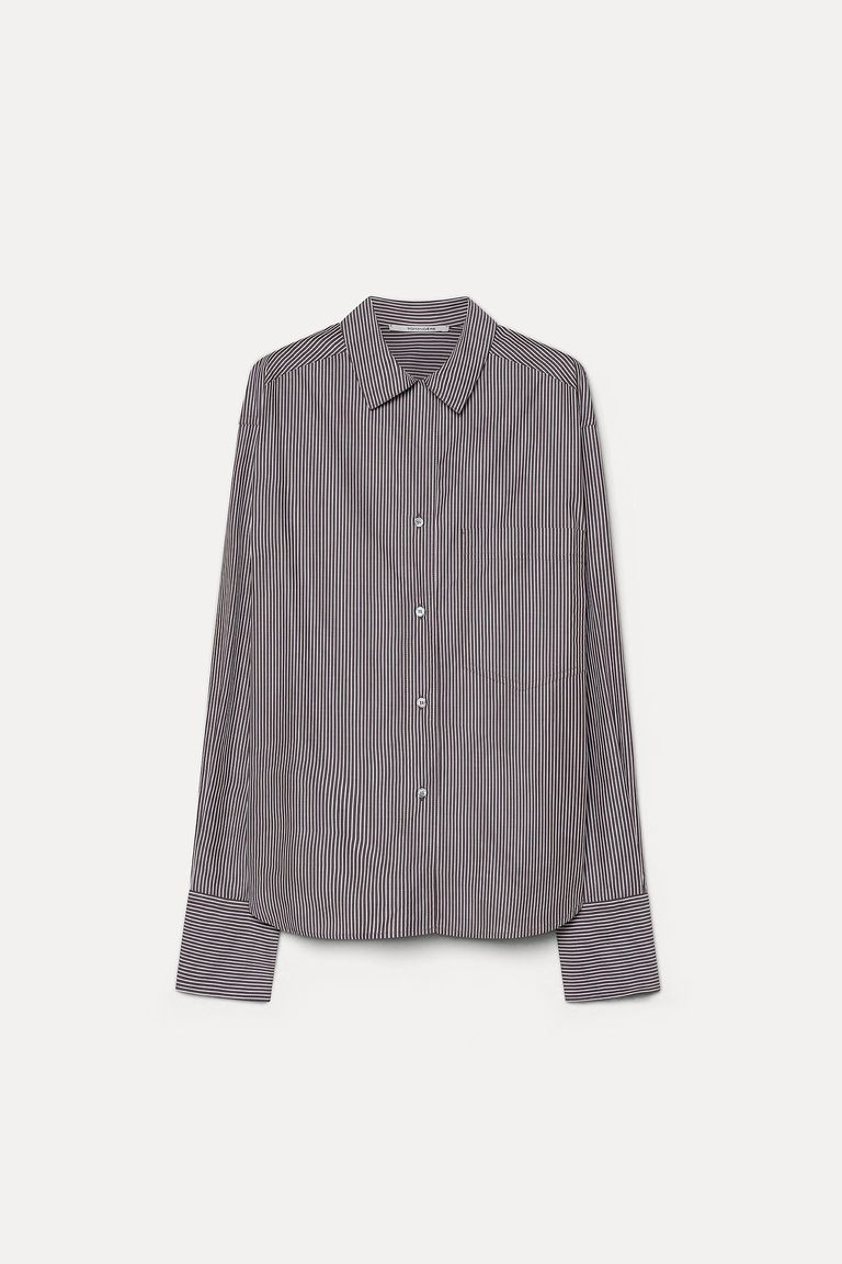 Chemise en popeline rayée cacao