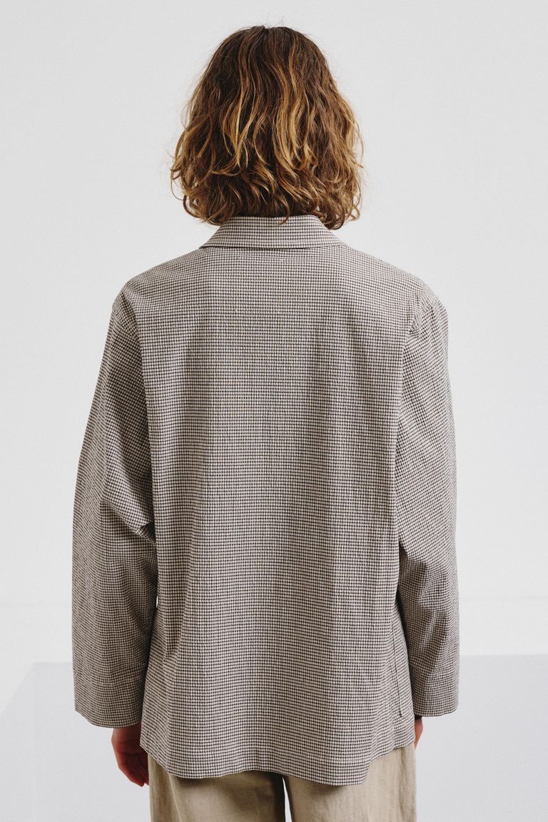Cotton micro-vichy jacket lime white