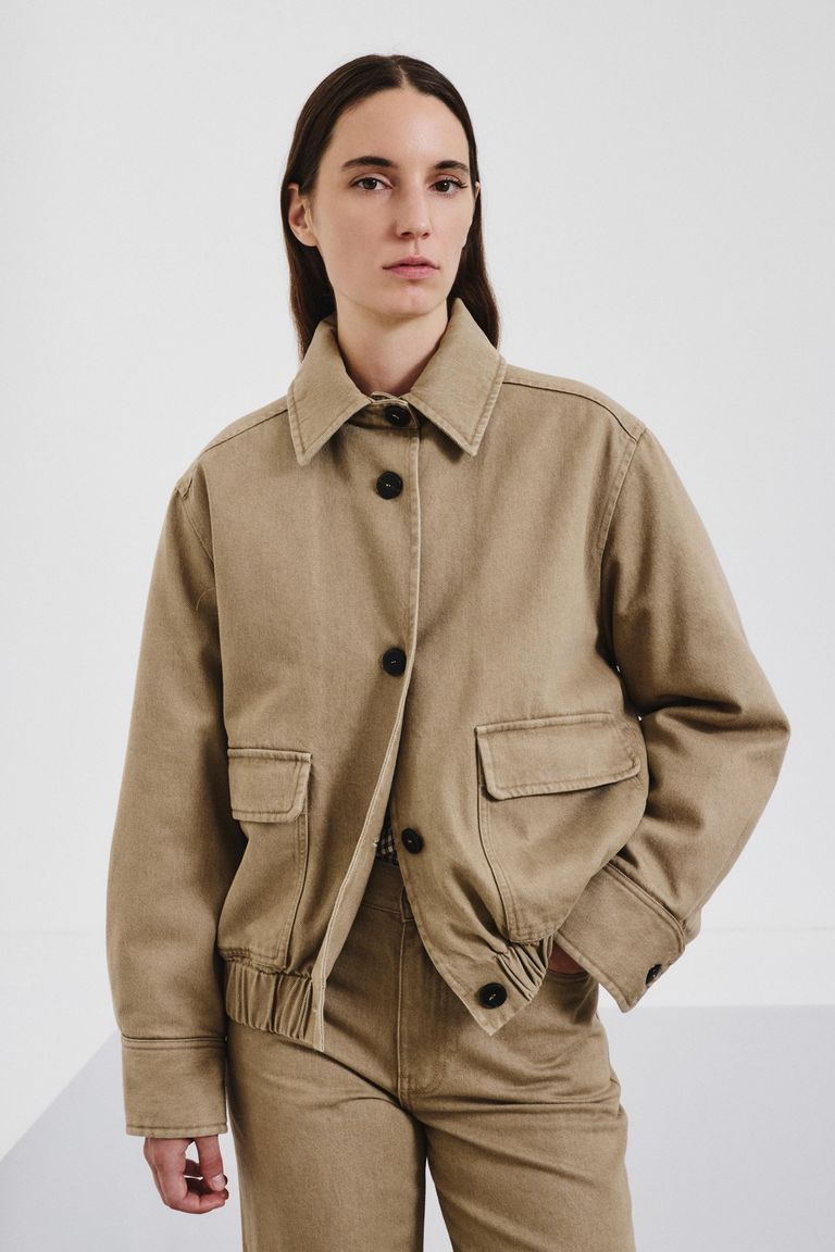 Faded cotton and lyocell bull denim jacket sage