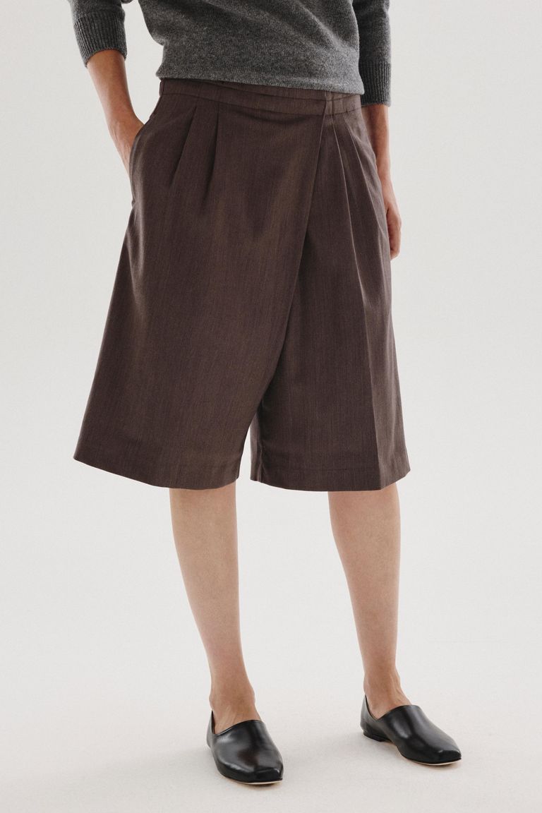 Cotton and wool flannel bermuda shorts dove grey