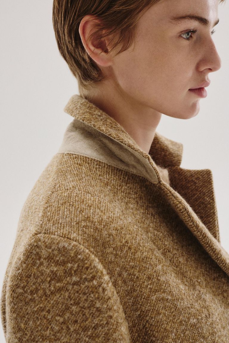 Mélange wool and cotton cloth coat