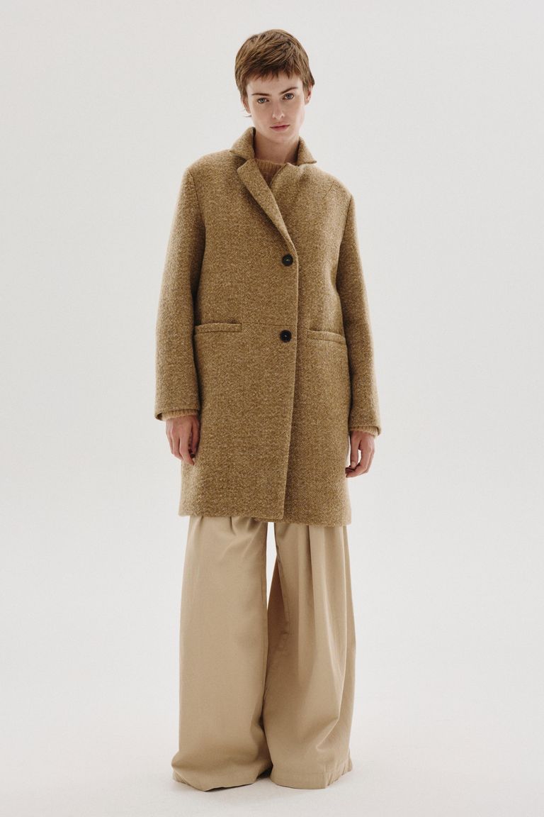 Mélange wool and cotton cloth coat